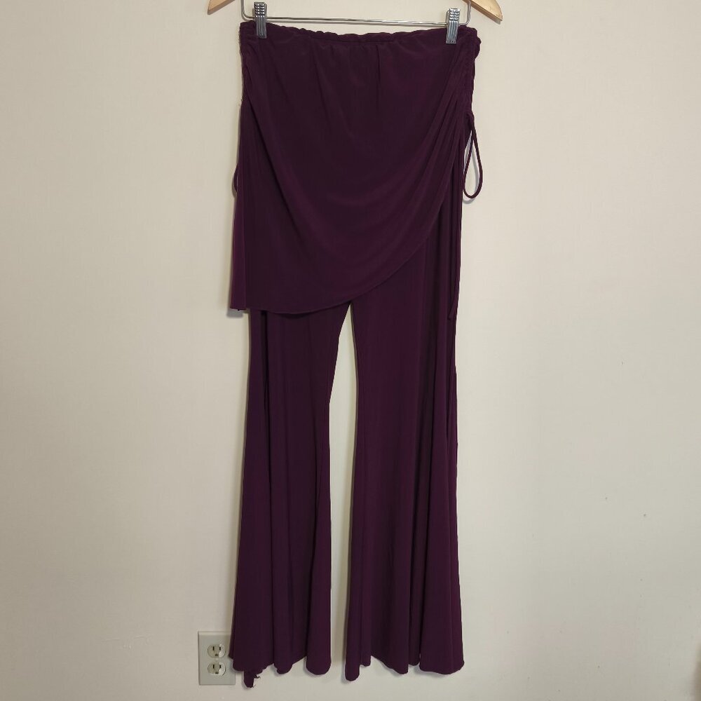 y2k Sharif Designs Skirted Flare Pants sz M/L Dark Purple Festival Fairy Grunge